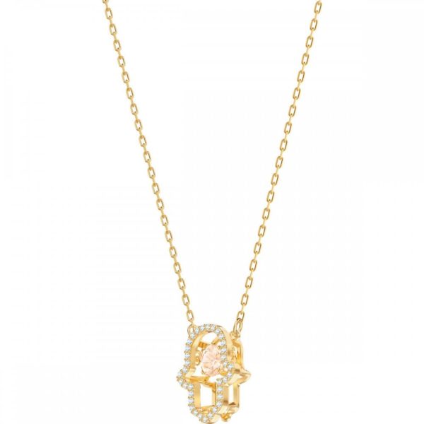 Swarovski Crystal LUCKILY HAMSA Hand Necklace, Yellow Gold -5448612 - Image 2